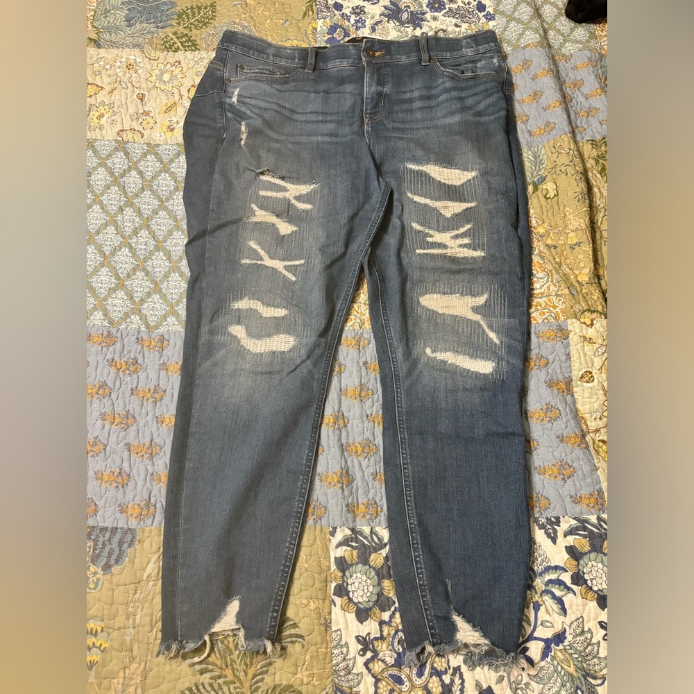 Torrid Feel the Fit Bombshell Skinny Premium Stretch Jeans, Distressed Denim